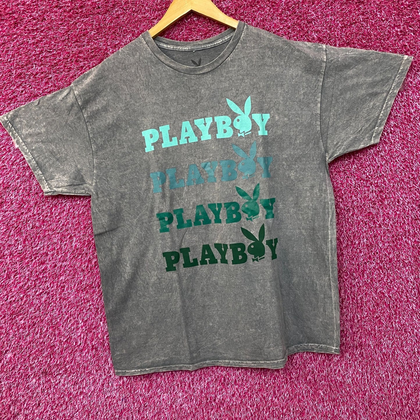 Play Boy Bunny Logo Graphic Design Gray T-Shirt Large
