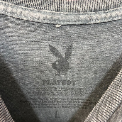 Play Boy Bunny Logo Graphic Design Gray T-Shirt Large