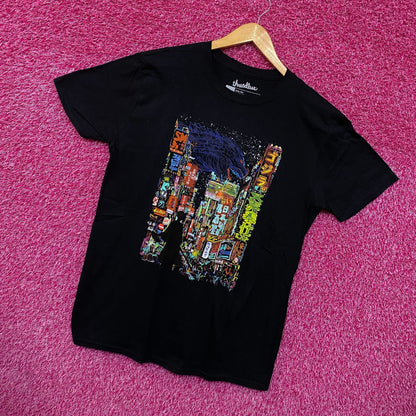 Kaiju City Downtown Neon Lights Gojira Threadless Tee L