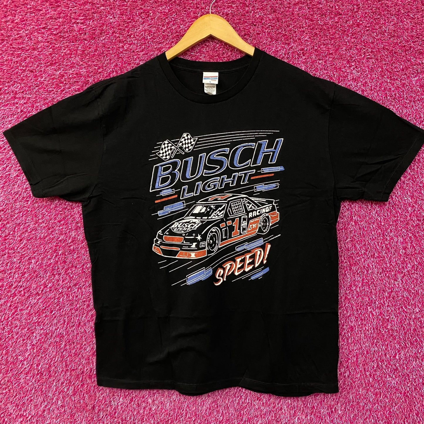 Busch Light Speed Racing Car Graphic Design T-Shirt Large