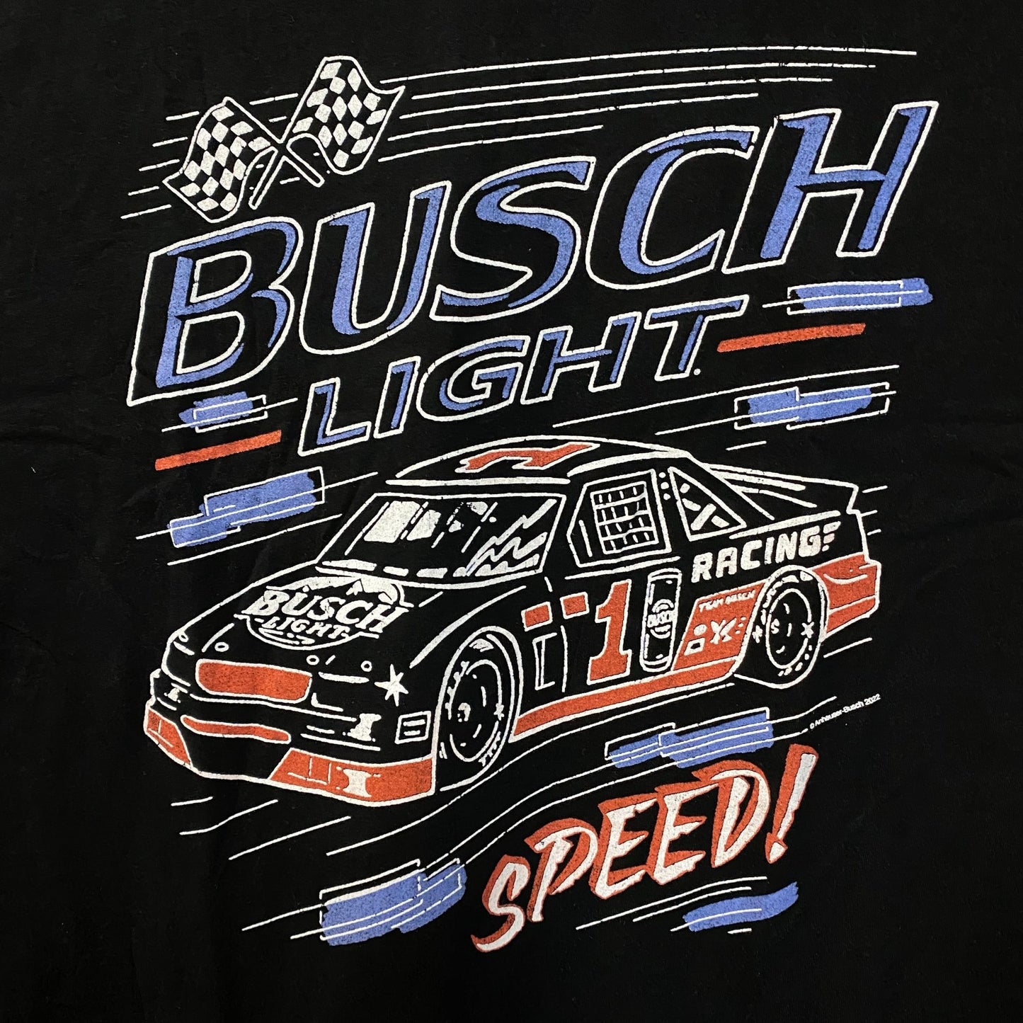 Busch Light Speed Racing Car Graphic Design T-Shirt Large
