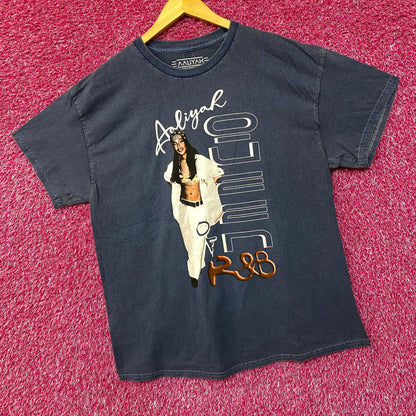 Aaliyah R&B Vintage-Style Washed Blue T-Shirt Large