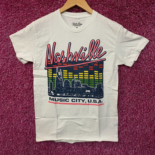 Junk Food Nashville Music City Skyline Vintage Stye Tee XS