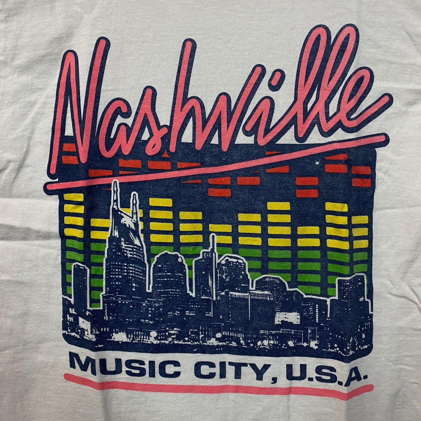 Junk Food Nashville Music City Skyline Vintage Stye Tee XS