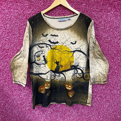 Halloween Top Full Moon Witchy Quarter Sleeve T-Shirt XL