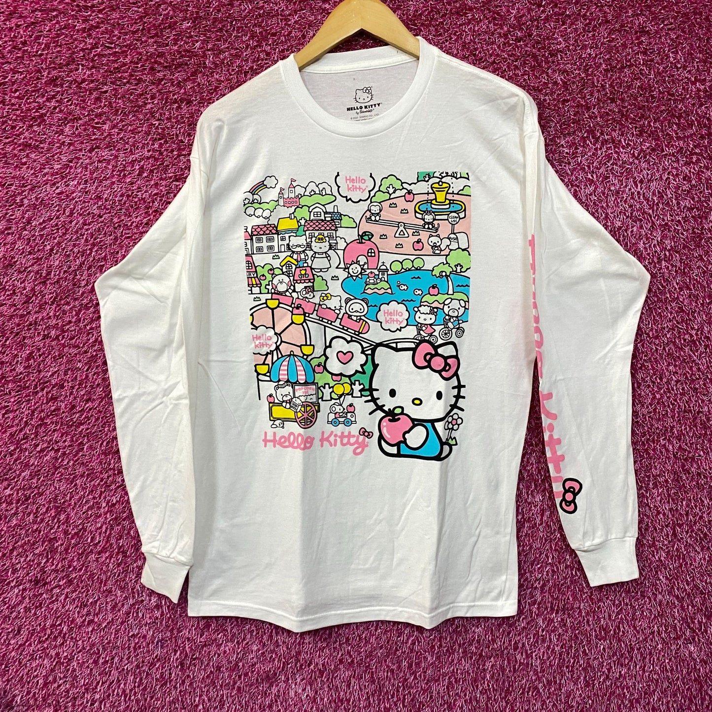 Hello Kitty Town Kawaii Festival Sanrio Anime Long Sleeve T-Shirt Medium