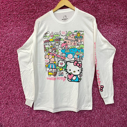 Hello Kitty Town Kawaii Festival Sanrio Anime Long Sleeve T-Shirt Medium