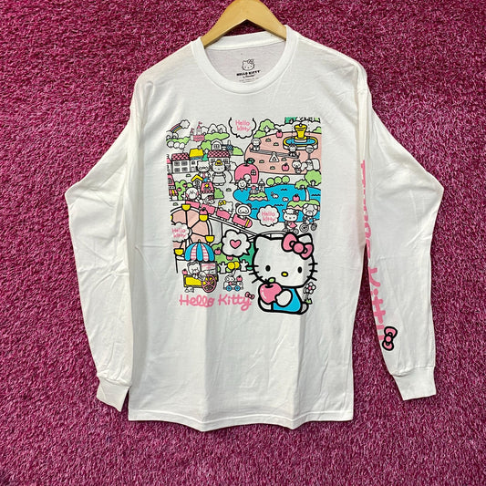 Hello Kitty Town Kawaii Festival Sanrio Anime Long Sleeve T-Shirt Medium