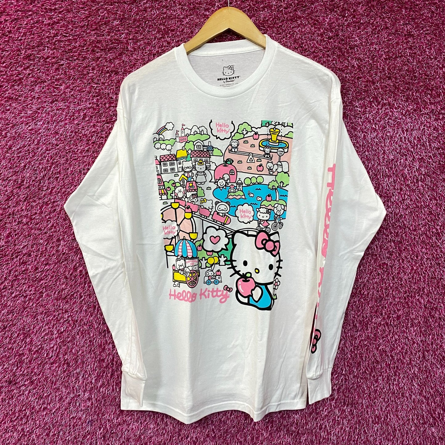 Hello Kitty Town Kawaii Festival Sanrio Anime Long Sleeve T-Shirt Medium
