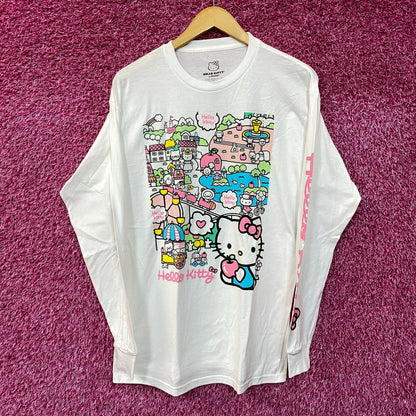 Hello Kitty Town Kawaii Festival Sanrio Anime Long Sleeve T-Shirt Medium