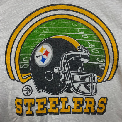 Junk Food Clothing NFL Pittsburgh Steelers Game Time Women's Mock Neck Crop Tee Large
