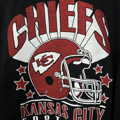 Kansas City Chiefs Junk Food Clothing Glitter Helmet Crewneck Sweatshirt Large