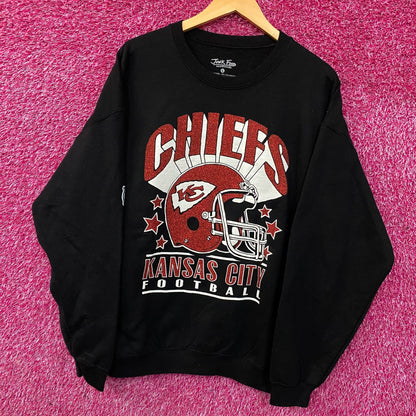 Kansas City Chiefs Junk Food Clothing Glitter Helmet Crewneck Sweatshirt Large