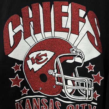 Kansas City Chiefs Junk Food Clothing Glitter Helmet Crewneck Sweatshirt Large