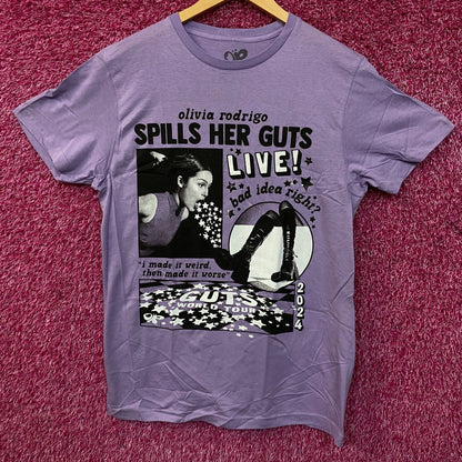 Olivia Rodrigo "Spills Her Guts LIVE!" Graphic T-shirt Large