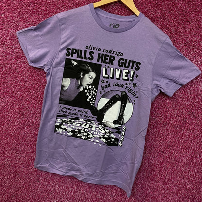 Olivia Rodrigo "Spills Her Guts LIVE!" Graphic T-shirt Large