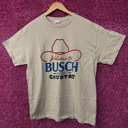 Welcome to Busch Light Country Cowboy Hat Beige T-Shirt Medium