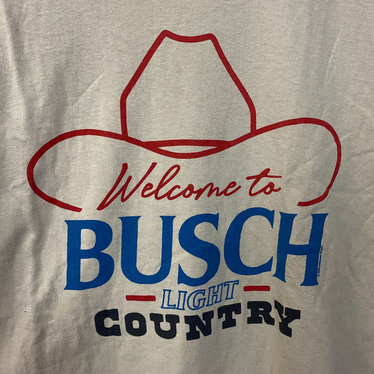 Welcome to Busch Light Country Cowboy Hat Beige T-Shirt Medium