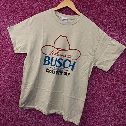 Welcome to Busch Light Country Cowboy Hat Beige T-Shirt Medium
