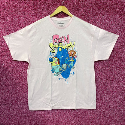 Nickelodeon Ren & Stimpy Space Walk Pink T-Shirt XL