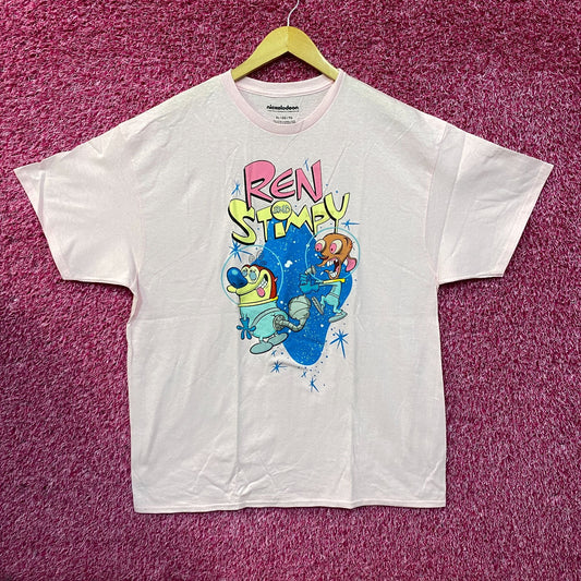 Nickelodeon Ren & Stimpy Space Walk Pink T-Shirt XL