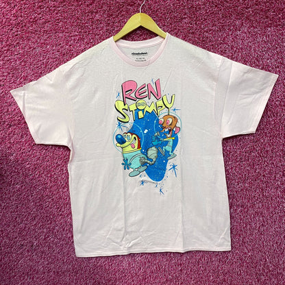 Nickelodeon Ren & Stimpy Space Walk Pink T-Shirt XL