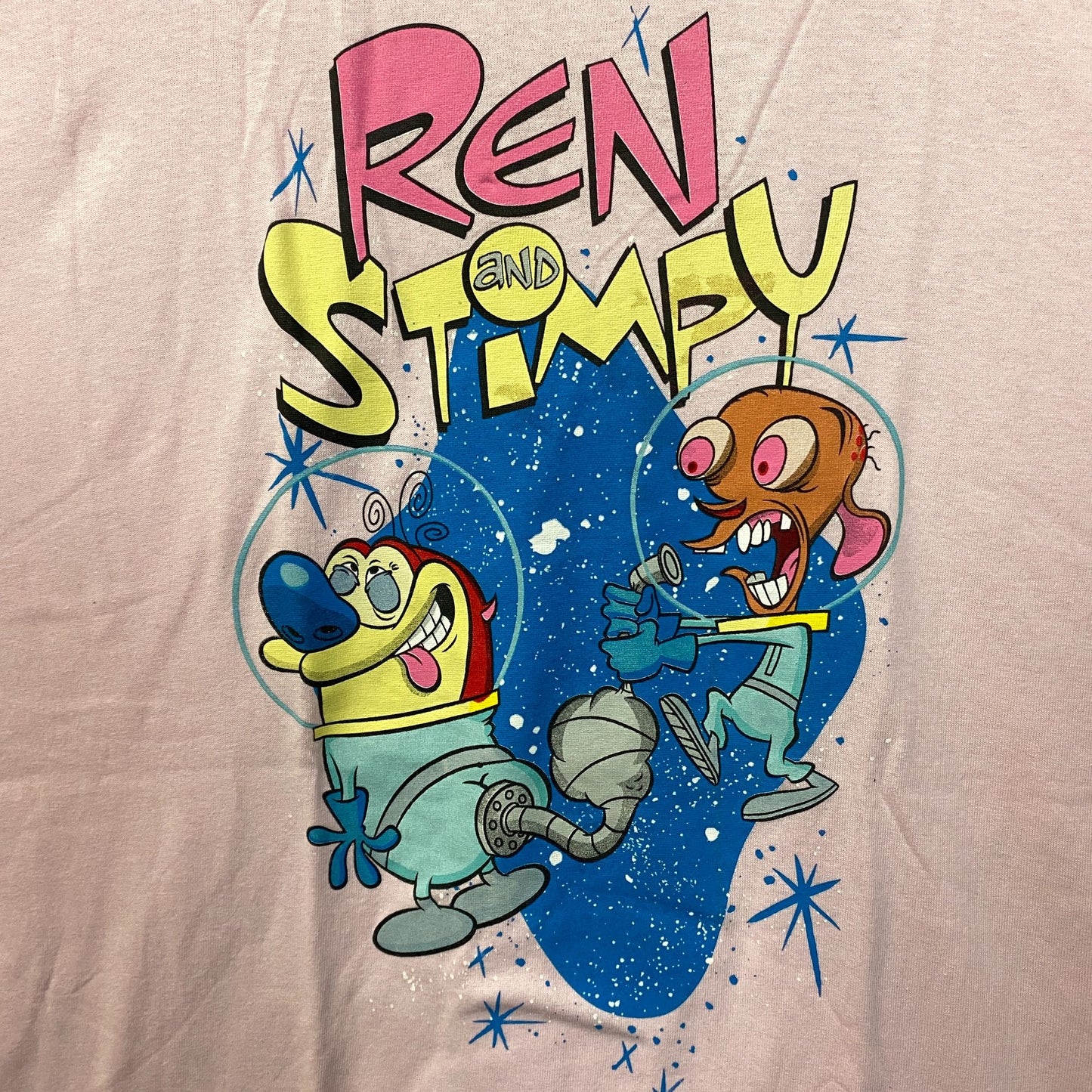 Nickelodeon Ren & Stimpy Space Walk Pink T-Shirt XL