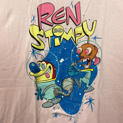 Nickelodeon Ren & Stimpy Space Walk Pink T-Shirt XL