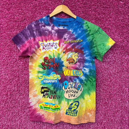 Nickelodeon Classic Cartoon Titles Mix Tie Dye T-Shirt Small