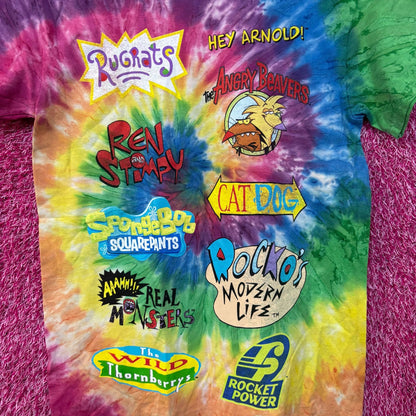 Nickelodeon Classic Cartoon Titles Mix Tie Dye T-Shirt Small