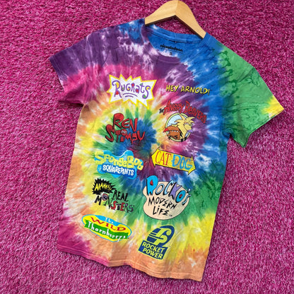 Nickelodeon Classic Cartoon Titles Mix Tie Dye T-Shirt Small