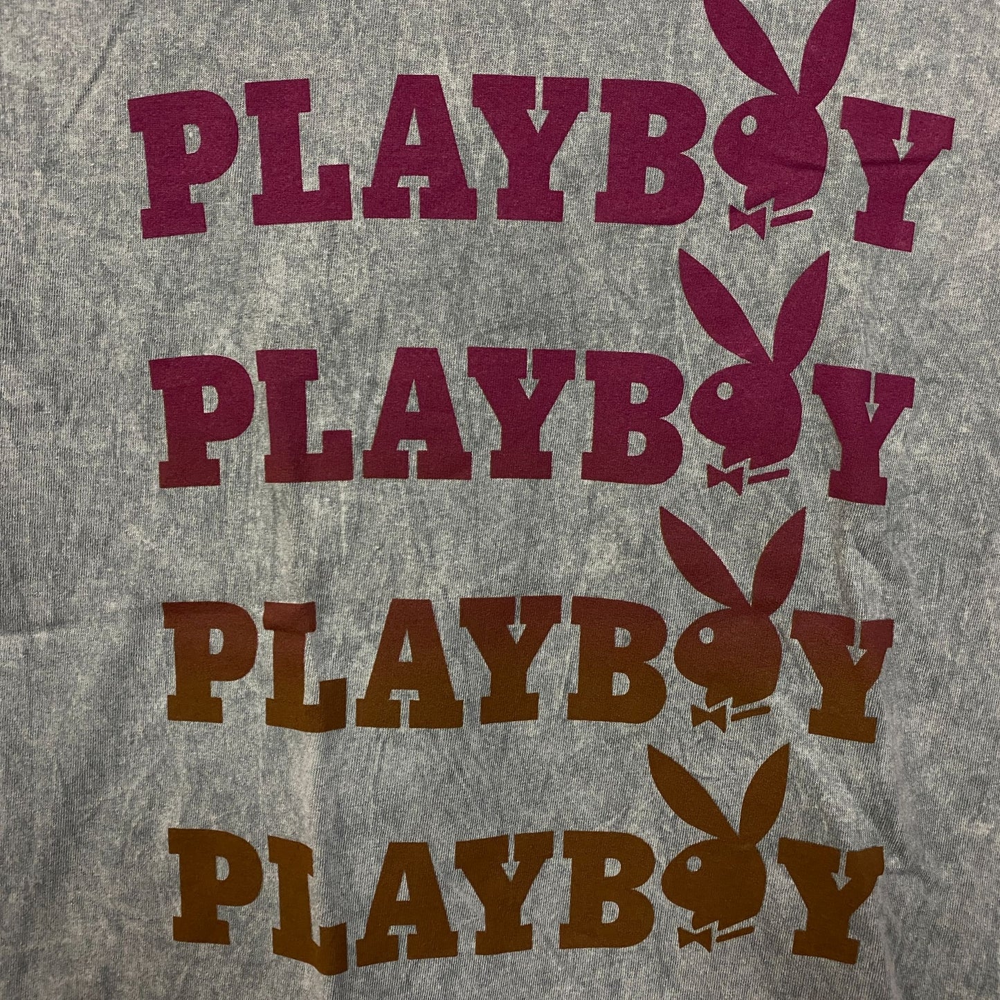 Playboy Stacked Logo Acid Wash Graphic T-Shirt Small