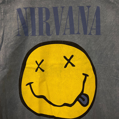 Nirvana Nevermind Dead Smiley Graphic Grunge Band T-Shirt Medium
