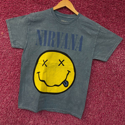 Nirvana Nevermind Dead Smiley Graphic Grunge Band T-Shirt Medium