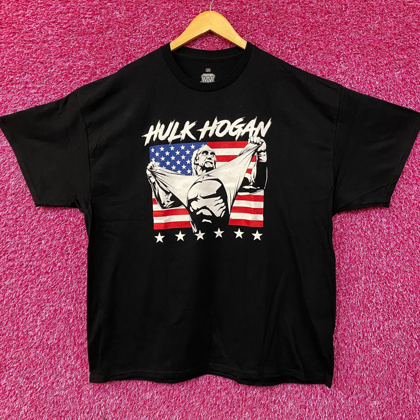 WWE Hulk Hogan American Flag Poster T-Shirt 2XL
