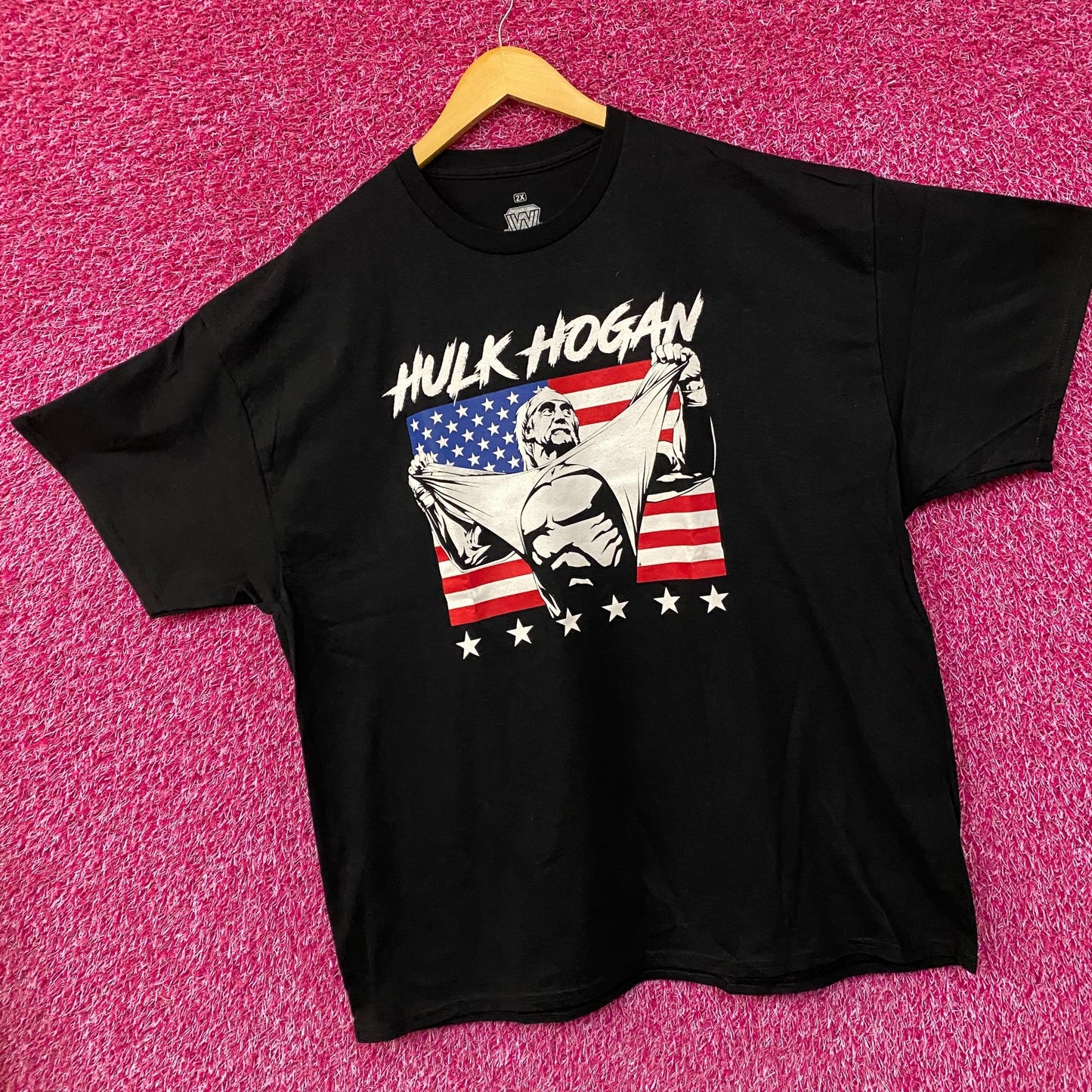 WWE Hulk Hogan American Flag Poster T-Shirt 2XL