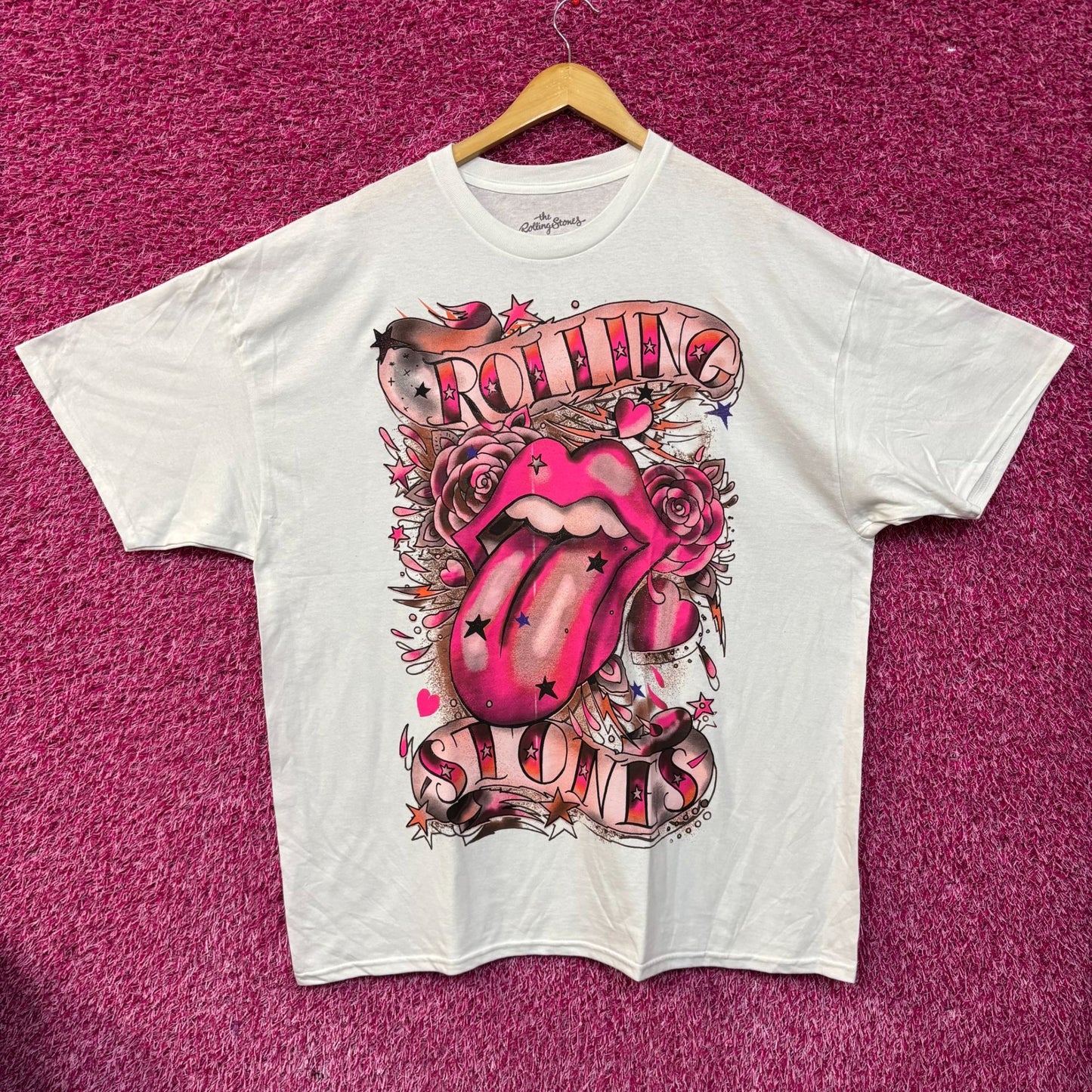 The Rolling Stones Pink Hot Lips Rock Band T-shirt 2XL