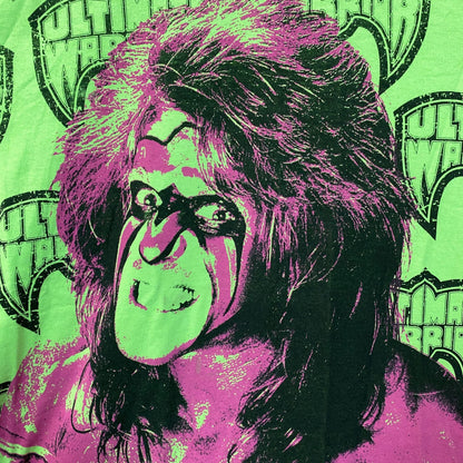 WWE Ripple Junction Neon Green The Ultimate Warrior Allover Print T-Shirt Size Large