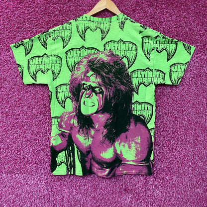 WWE Ripple Junction Neon Green The Ultimate Warrior Allover Print T-Shirt Size Large