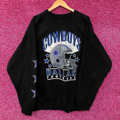 Junk Food Clothing Dallas Cowboys Glitter Helmet Flea Market Crew Fleece 2XL