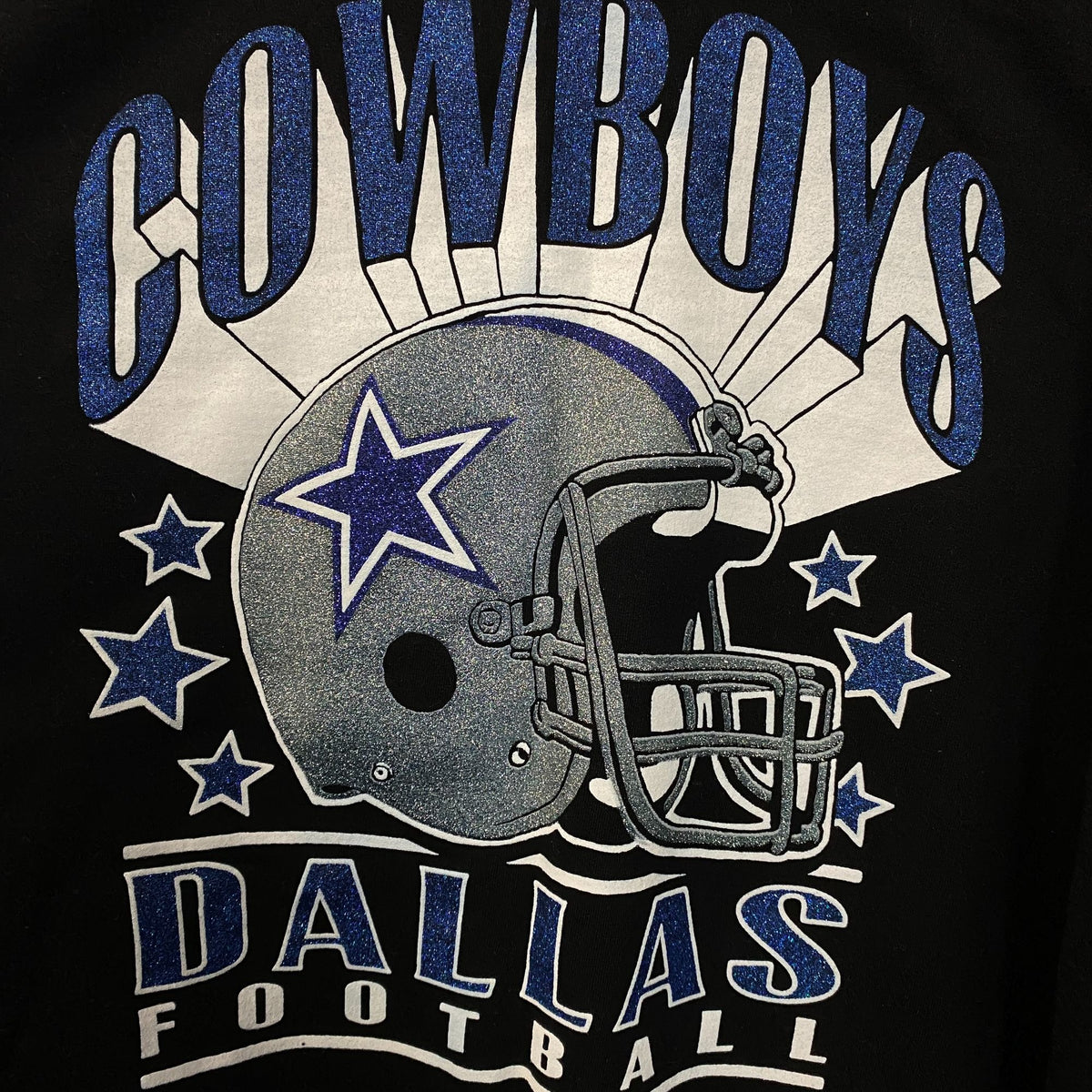 Junk Food Clothing Dallas Cowboys Glitter Helmet Flea Market Crew Fleece 2XL