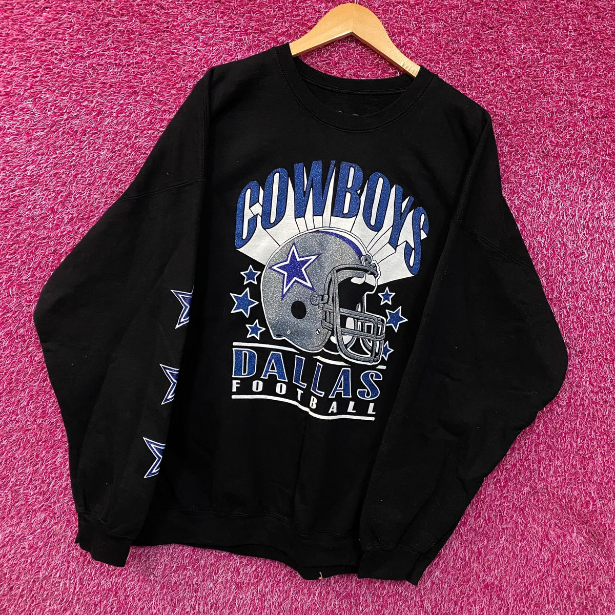 Junk Food Clothing Dallas Cowboys Glitter Helmet Flea Market Crew Fleece 2XL