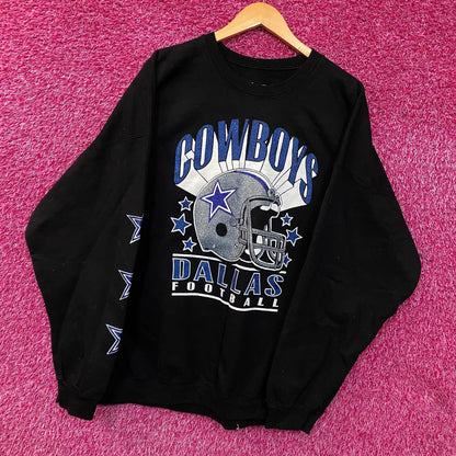 Junk Food Clothing Dallas Cowboys Glitter Helmet Flea Market Crew Fleece 2XL