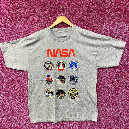 NASA Space Program Patches Graphic Design T-Shirt XL
