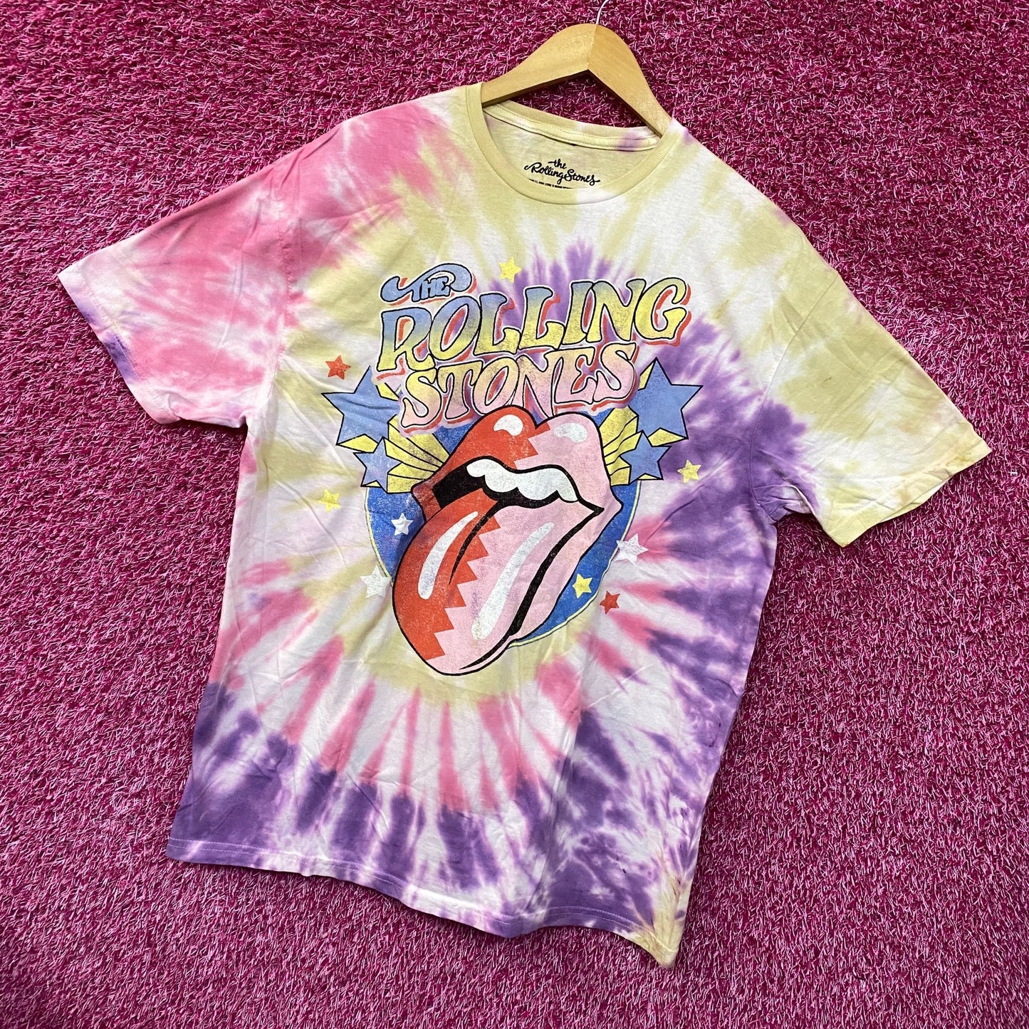 The Rolling Stones Circus Stars Hot Lips Rock Band Tie Dye large