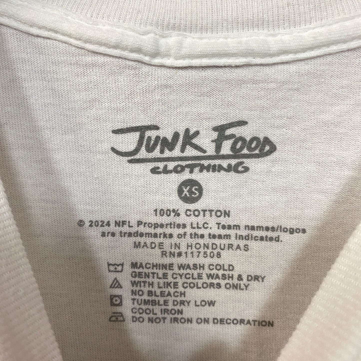 NFL Junk Food Buffalo Bills White Shirt Helmet Logo XS