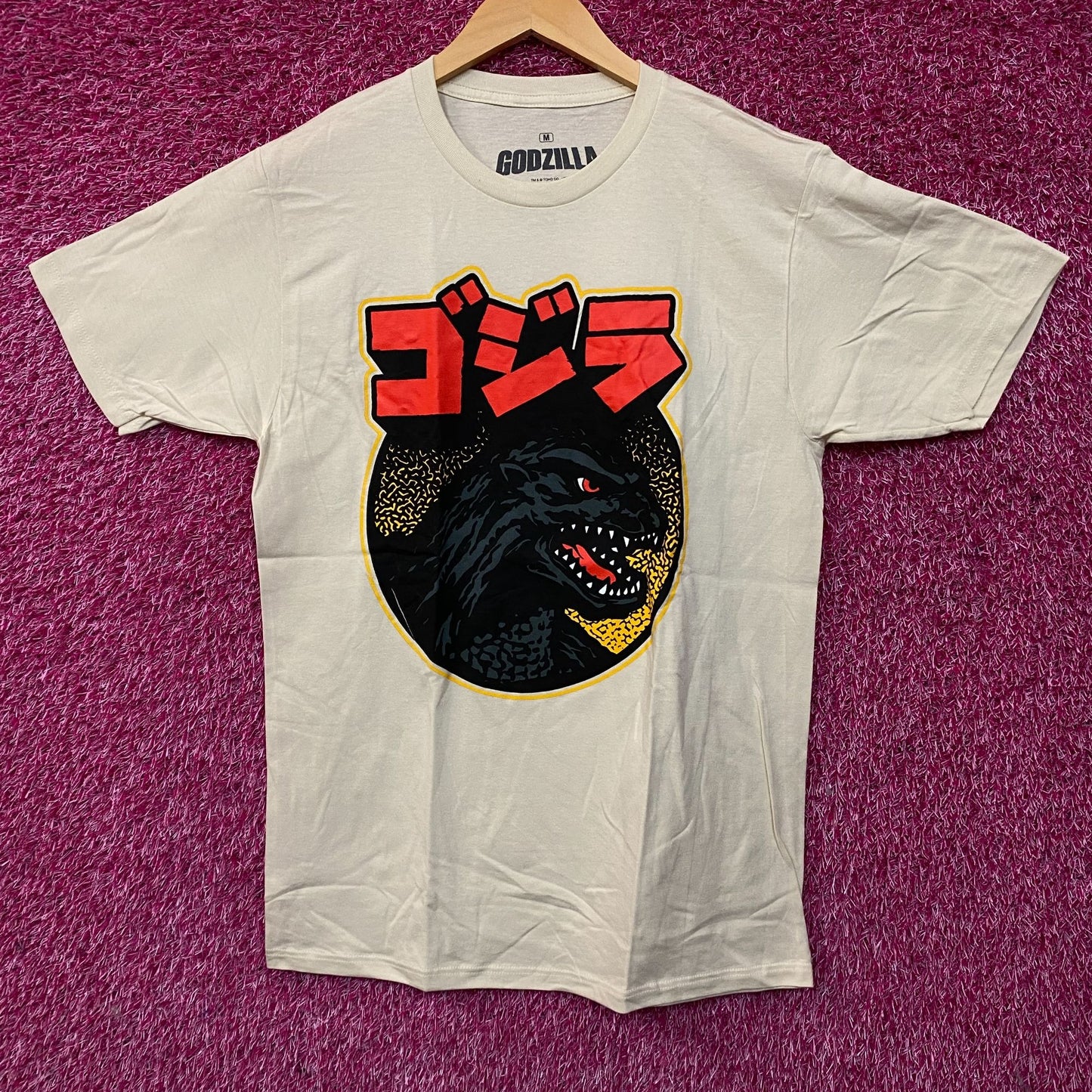 Godzilla Classic Retro Art Kanji King Circle Graphic T-Shirt Medium