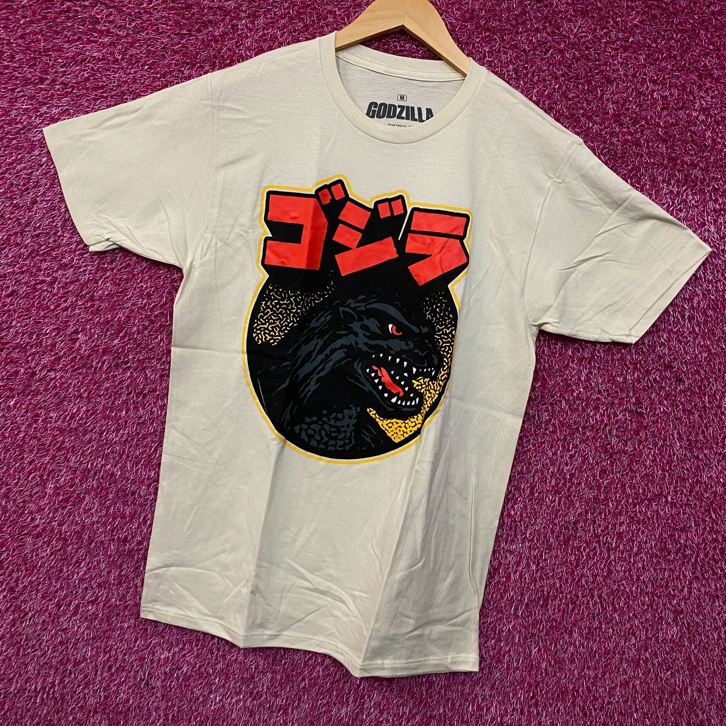 Godzilla Classic Retro Art Kanji King Circle Graphic T-Shirt Medium