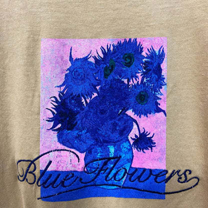 Blue Flowers Graphic Design T-Shirt Medium