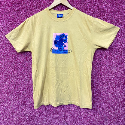 Blue Flowers Graphic Design T-Shirt Medium